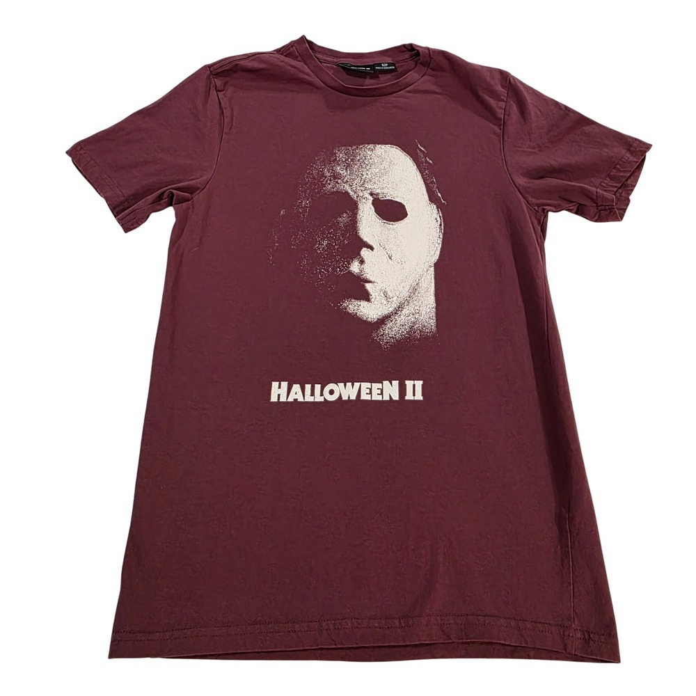 Cotton On Halloween II Michael Myers Graphic T-Shirt Maroon Mens Small Horror‎